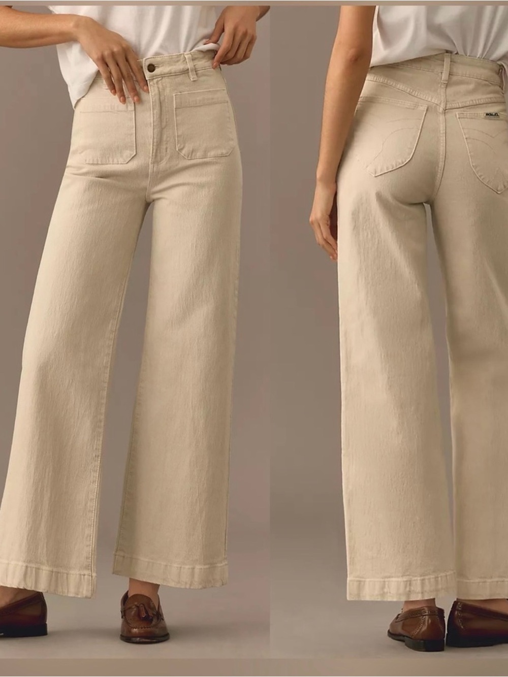 Rolla’s Sailor High Rise Wide leg Ramie Pant in Tobacco